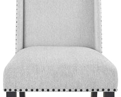 Modern Look 2pc Light Gray Finish Side Chair Fabric Full Back Upholstered Seat Back Wing Black Finish Nailhead Trim Accent Dining Room Wooden Furniture