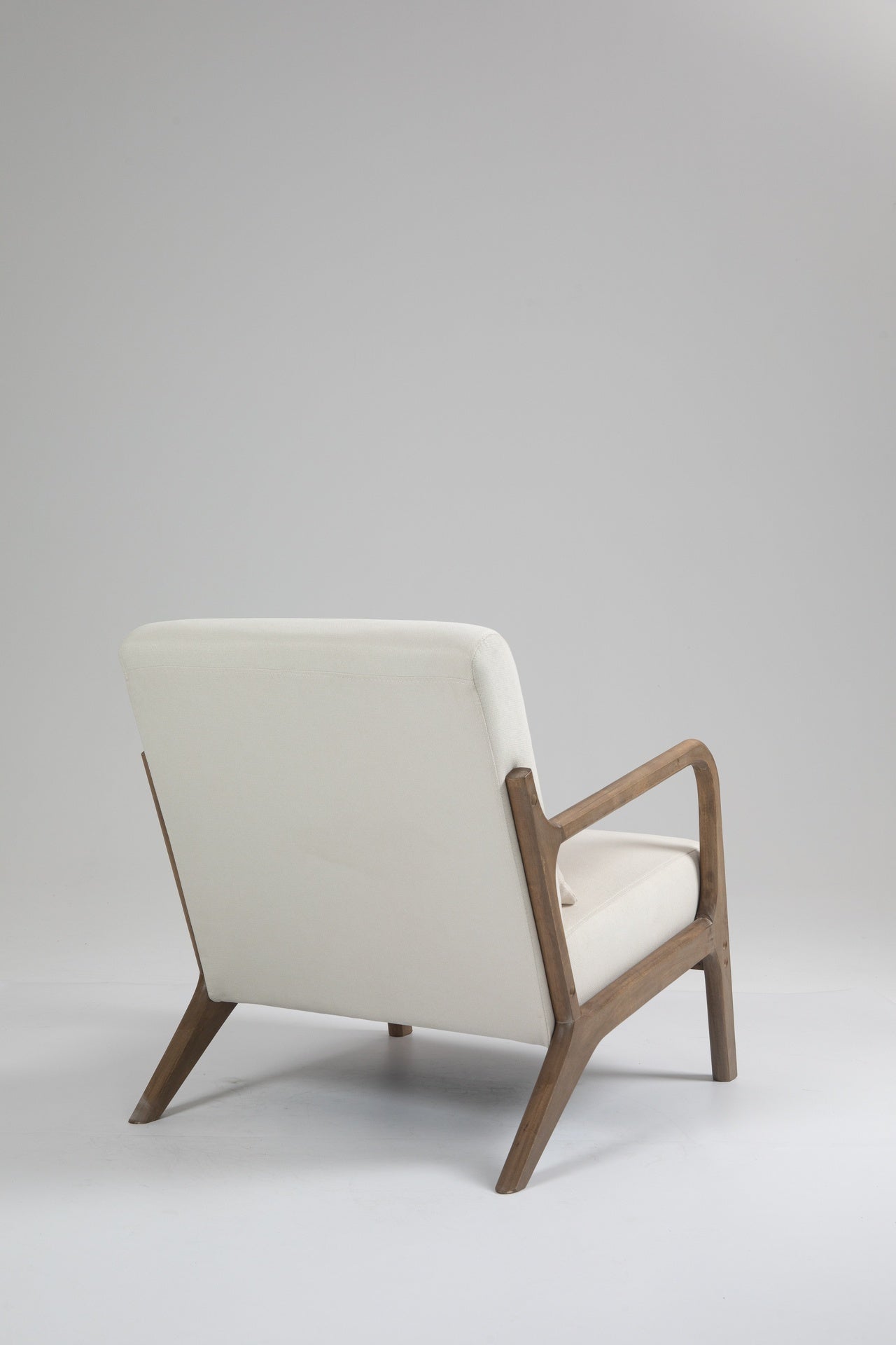 Mid Century Modern Accent Chair with Wood Frame, Upholstered Living Room Chairs with Waist Cushion, Reading Armchair for Bedroom Sunroom
