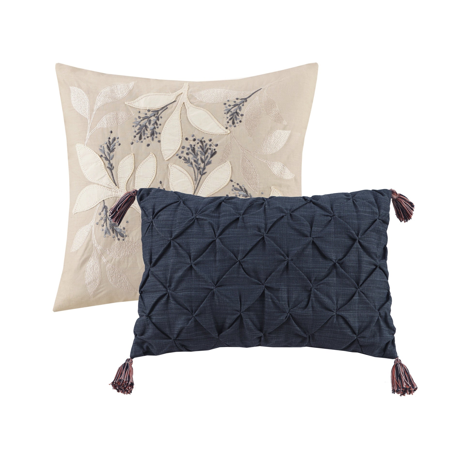 8 Piece Cotton Comforter Set Navy King