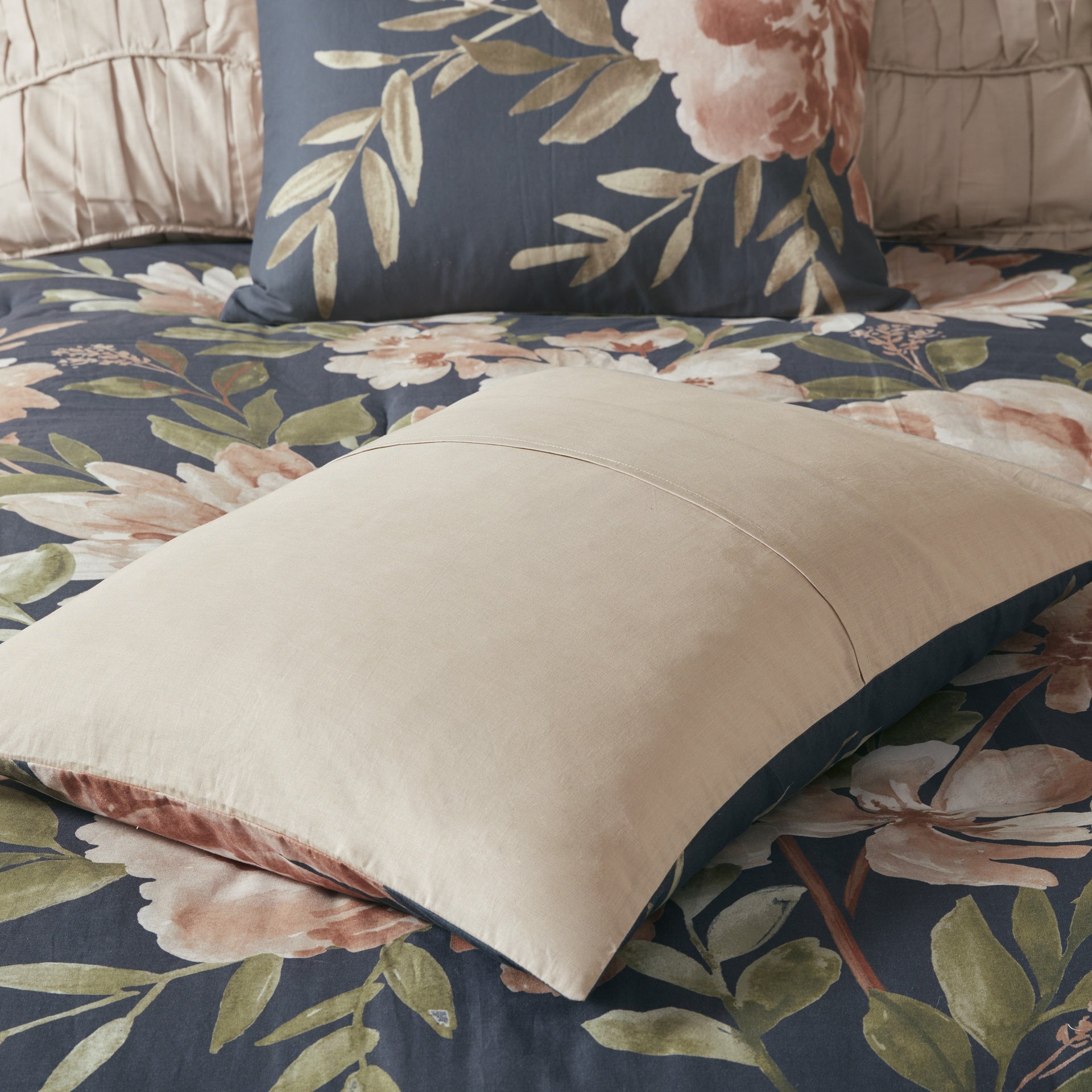 8 Piece Cotton Comforter Set Navy King