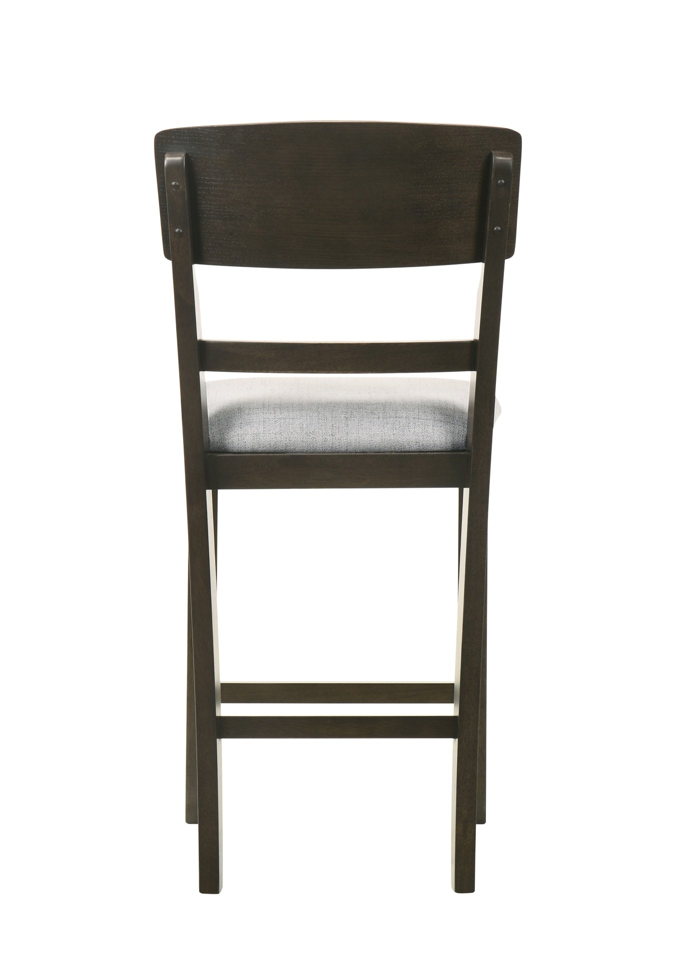 2pc Transitional Upholstered Counter Height Dining Chair Bar Stools Brown Finish Wooden Furniture