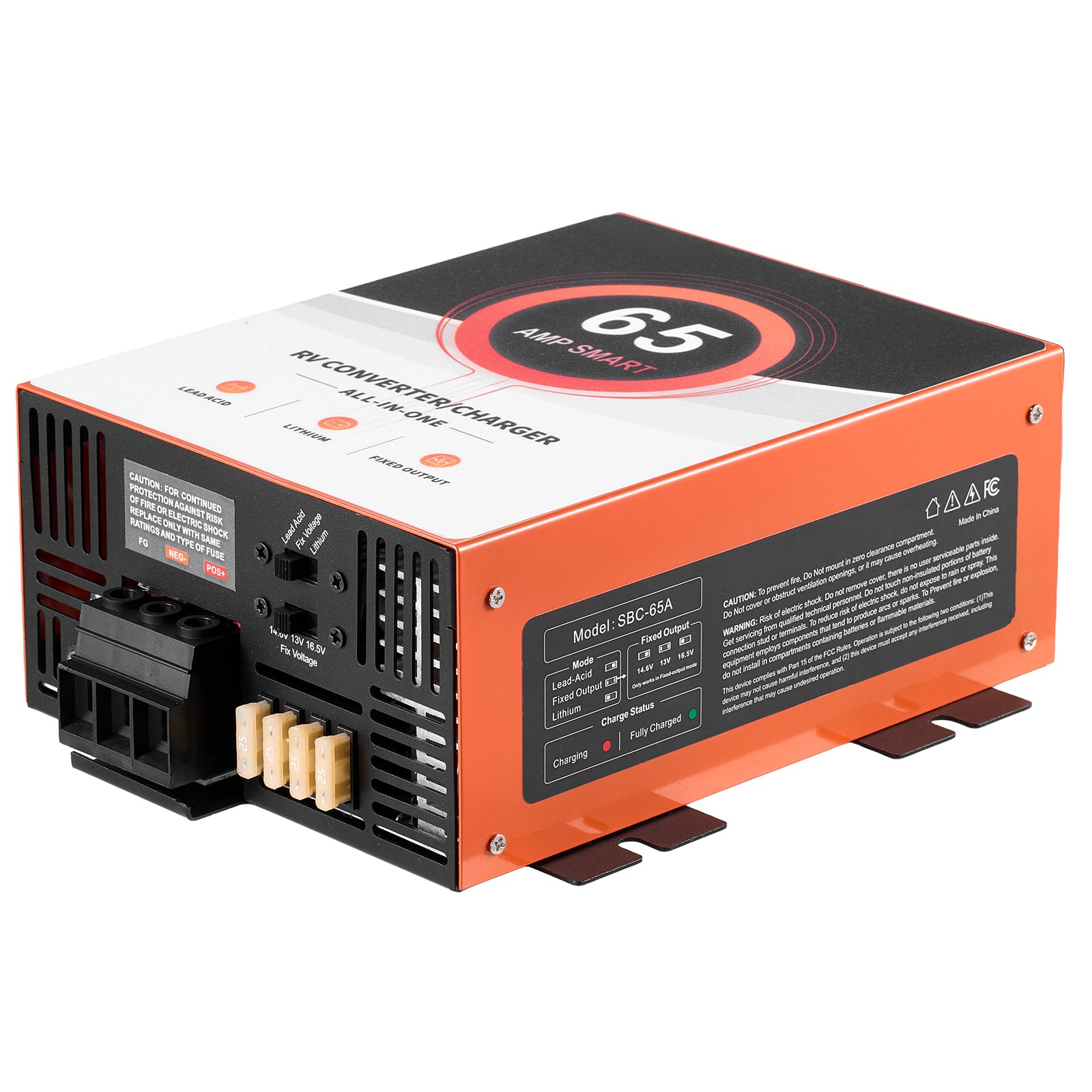 RV Power Converter, 65 Amp, 110V AC to 12V DC RV Converter Battery Charger, Multi Stage Smart Charging, 13V to 16.5V Operating Range, Compatible with Lithium & Lead Acid Battery, for Camper
