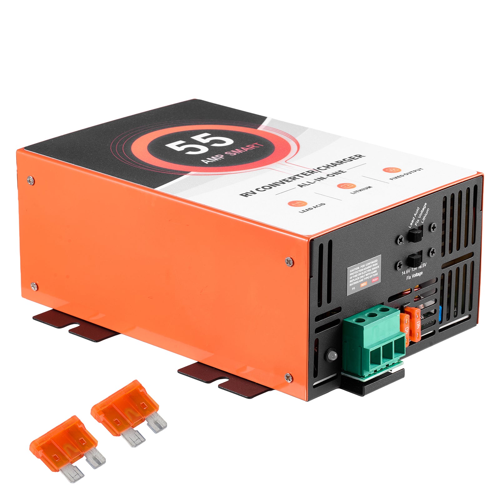RV Power Converter, 55 Amp, 110V AC to 12V DC RV Converter Battery Charger, Multi Stage Smart Charging, 13V to 16.5V Operating Range, Compatible with Lithium & Lead Acid Battery, for Camper