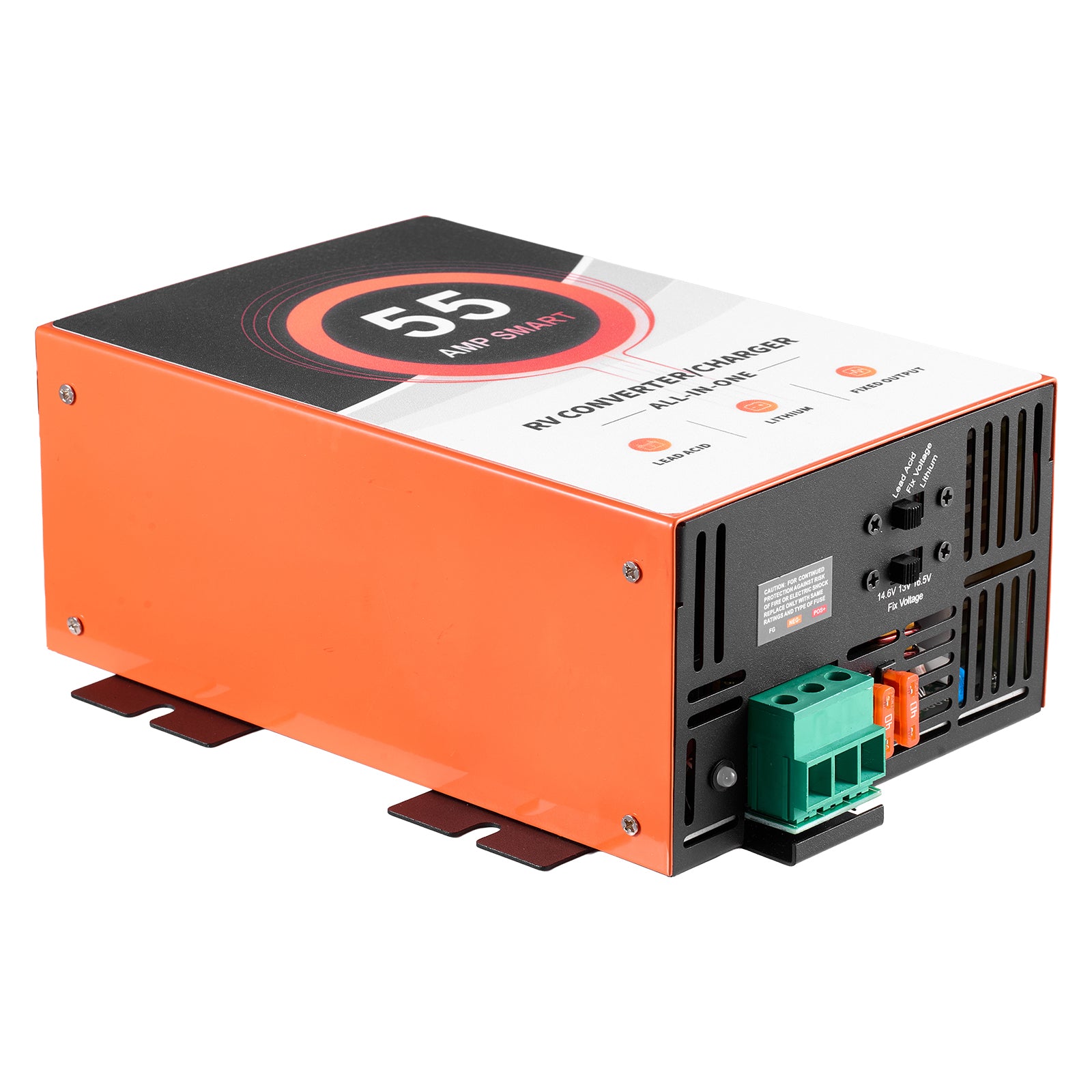 RV Power Converter, 55 Amp, 110V AC to 12V DC RV Converter Battery Charger, Multi Stage Smart Charging, 13V to 16.5V Operating Range, Compatible with Lithium & Lead Acid Battery, for Camper