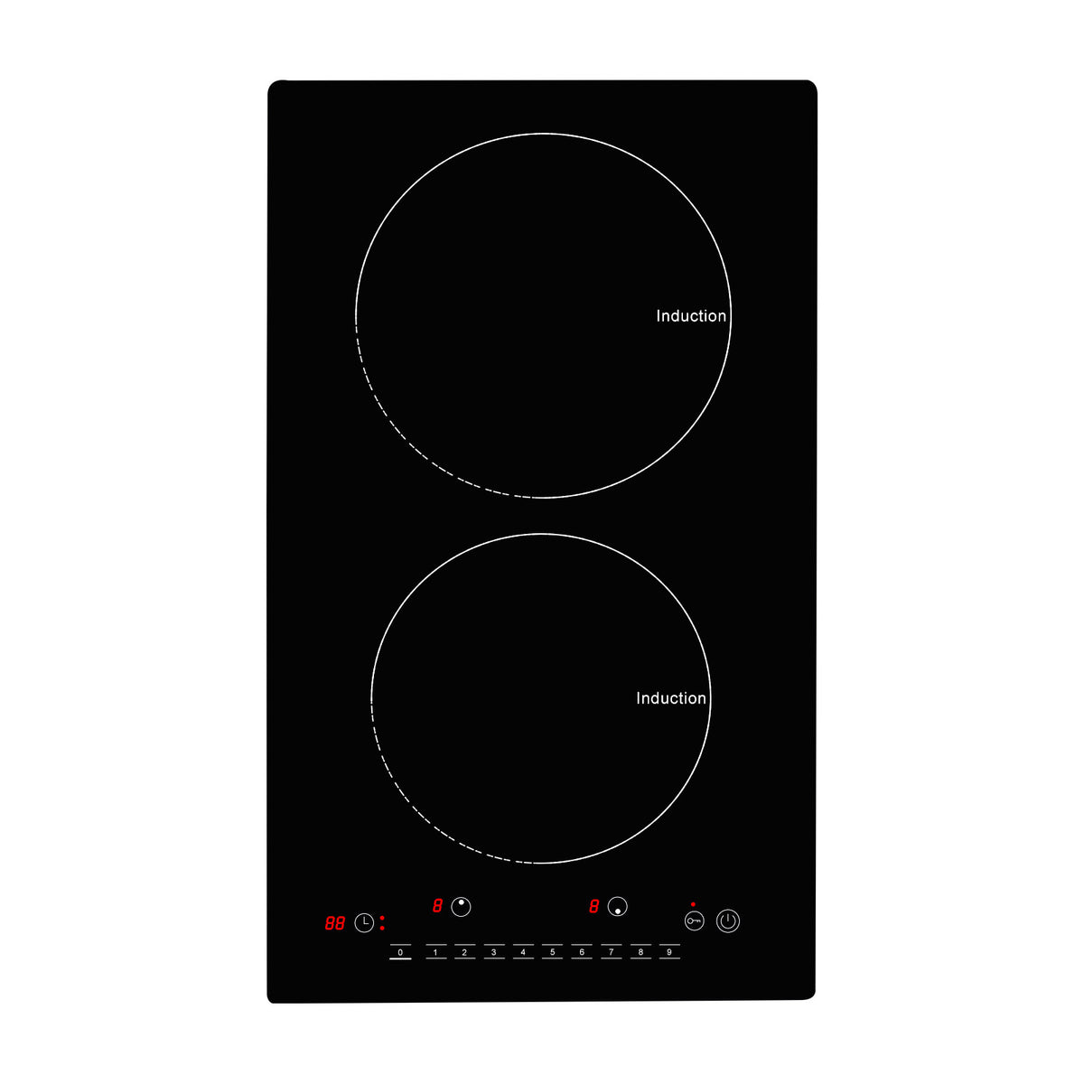 Electric Cooktop, 2 Burners, 12'' Induction Stove Top, Built-in Magnetic Cooktop 1800W, 9 Heating Level Multifunctional Burner, LED Touch Screen w/ Child Lock & Over-Temperature Protection
