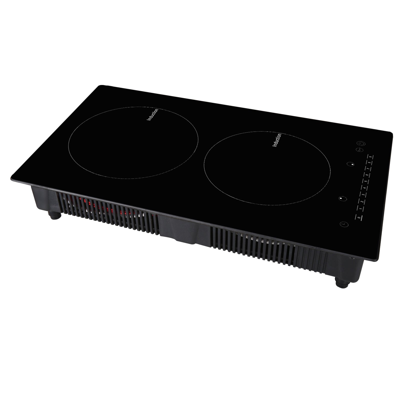 Electric Cooktop, 2 Burners, 12'' Induction Stove Top, Built-in Magnetic Cooktop 1800W, 9 Heating Level Multifunctional Burner, LED Touch Screen w/ Child Lock & Over-Temperature Protection