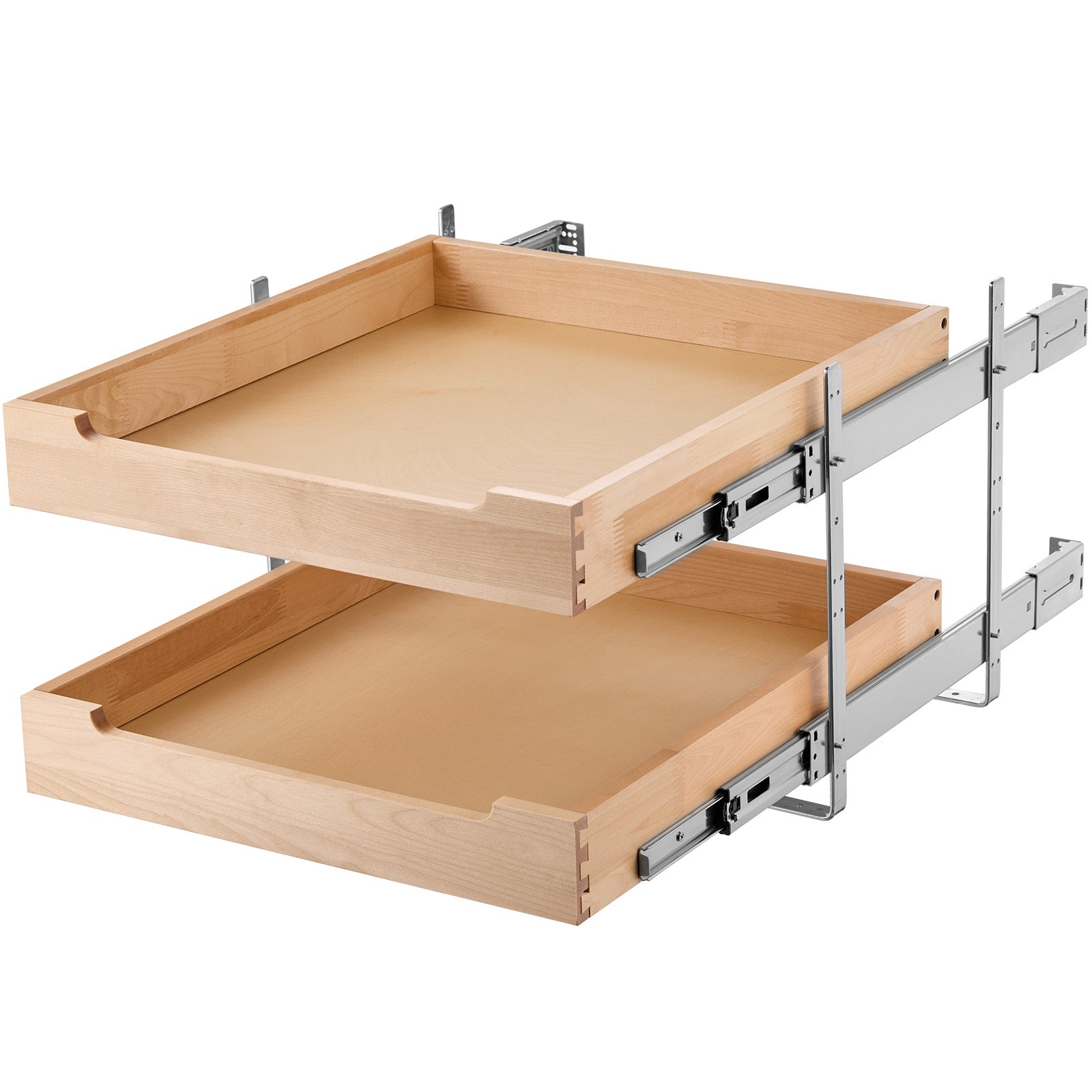 2 Tier Pull Out Cabinet Organizer Soft Close Slide Out Wood Drawer 20"W x 21"D