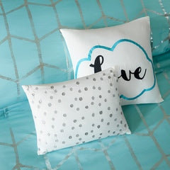 Full/Queen Metallic Printed Comforter Set