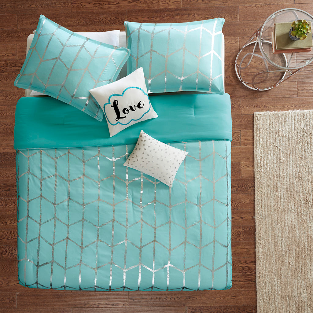 Full/Queen Metallic Printed Comforter Set