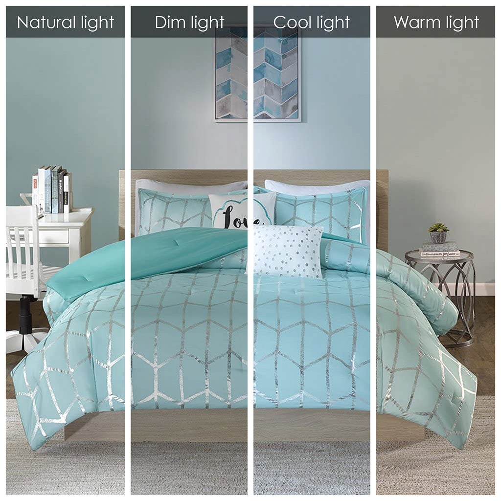 Full/Queen Metallic Printed Comforter Set