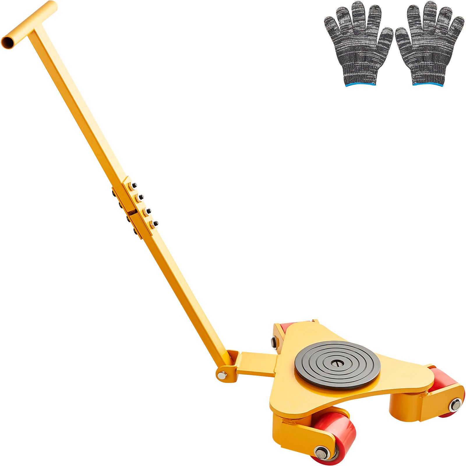 Machinery Skate Dolly, 6614 LBS/3T Industrial Machinery Mover with Handle, Carbon Steel Machinery Moving Skate with 3 360° Swivel PU Wheels, 360° Rotation Non-Slip Cap for Warehouse, Workshop