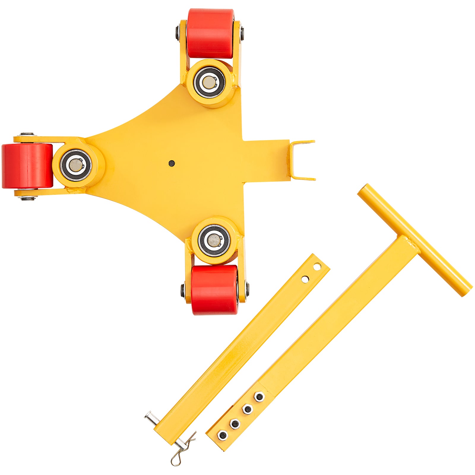 Machinery Skate Dolly, 6614 LBS/3T Industrial Machinery Mover with Handle, Carbon Steel Machinery Moving Skate with 3 360° Swivel PU Wheels, 360° Rotation Non-Slip Cap for Warehouse, Workshop