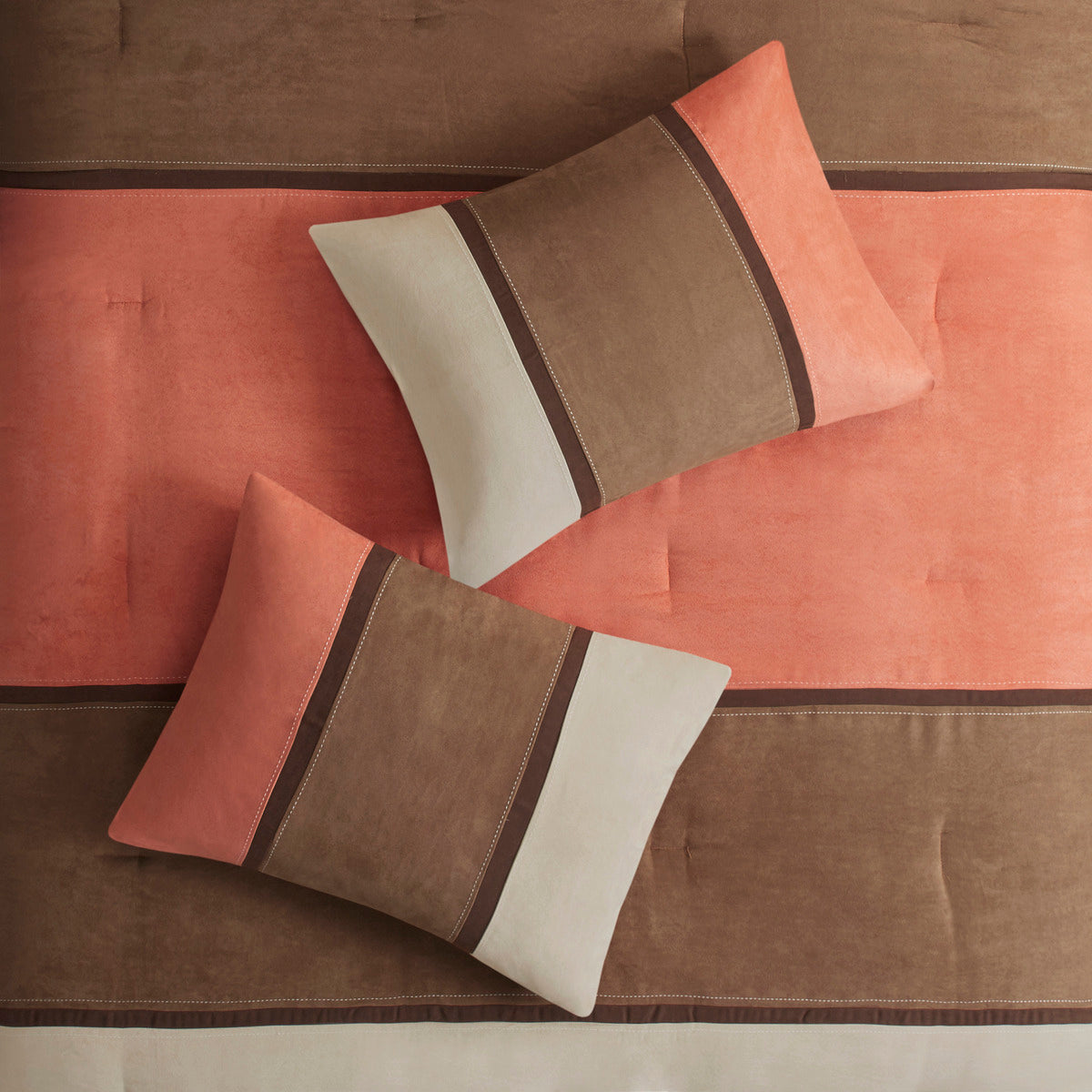 7 Piece Faux Suede Comforter Set Coral King