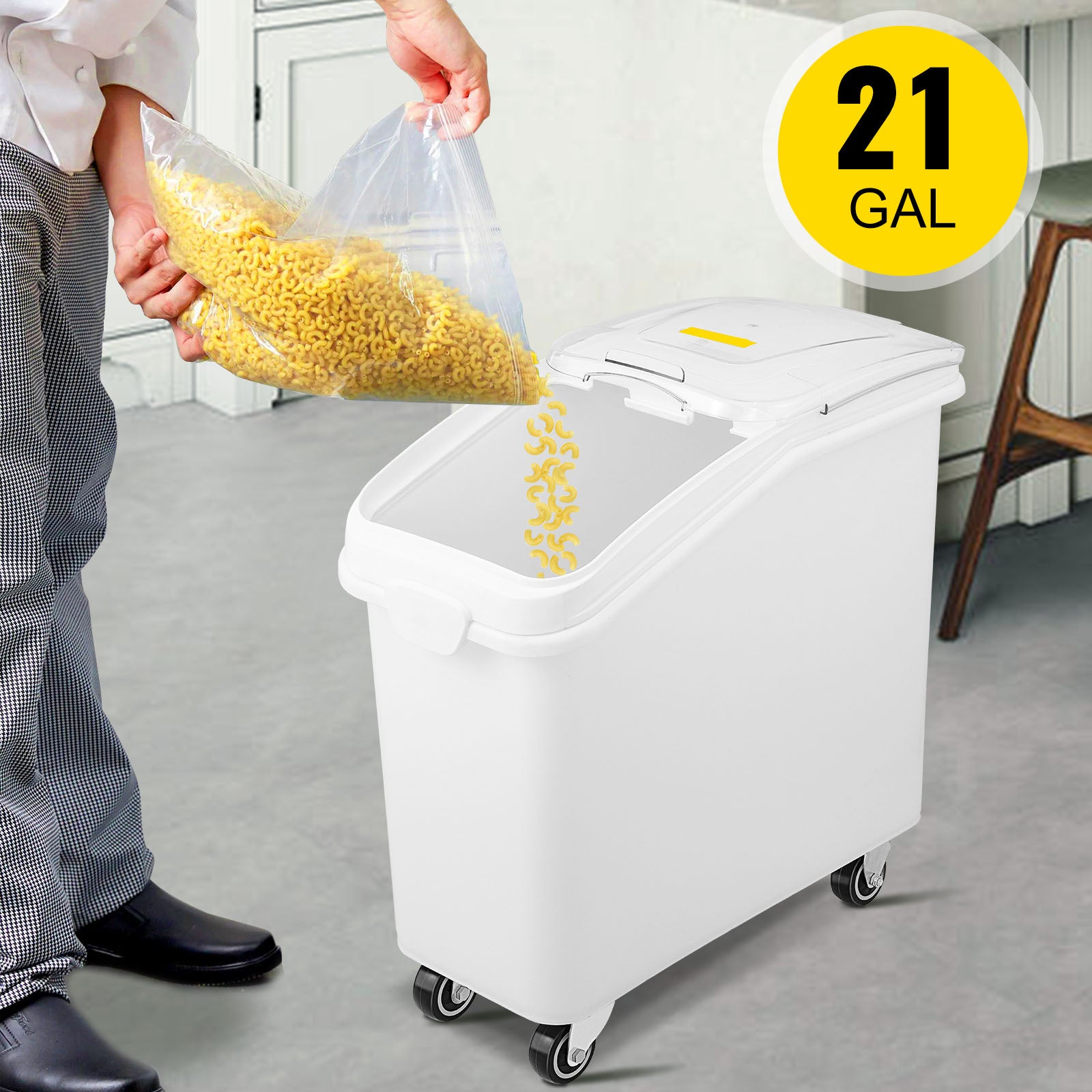 21 Gallon Ingredient Bin with Scoop 400 Cup Ingredient Bin with Sliding Lid Commercial Food Storage for Kitchen
