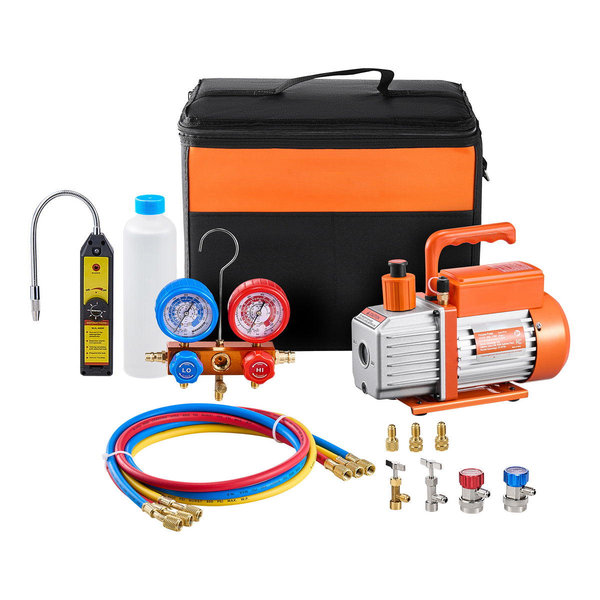 4.5 CFM HVAC Single Stage Rotary Vane Vacuum Pump and Manifold Gauge Kit