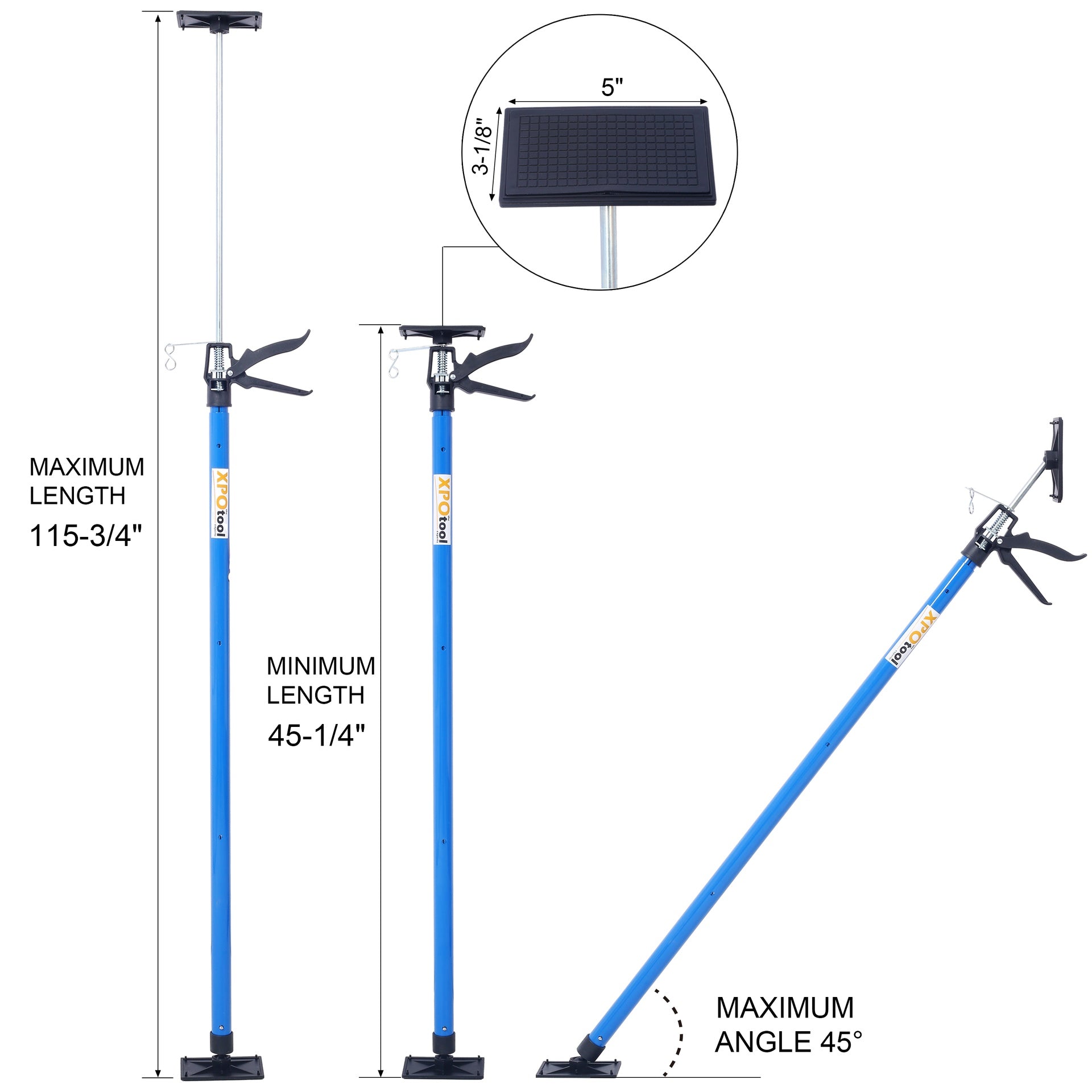 2Pack Adjustable Support Pole,Steel 3rd Hand Support System,Support Rod for Jacks Cargo Bars Drywalls,Cabinet Jacks for Installing Cabinets,Extends from 45 to 114 Inch ,with carrry bag