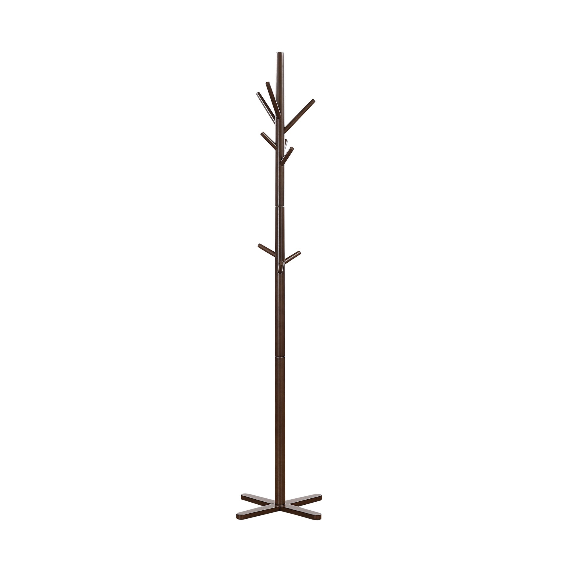 Dark Brown Finish Modern Coat Rack Solid Wood, 9 Hooks Coat Hanger Stand Entryway Home Furniture 1pc