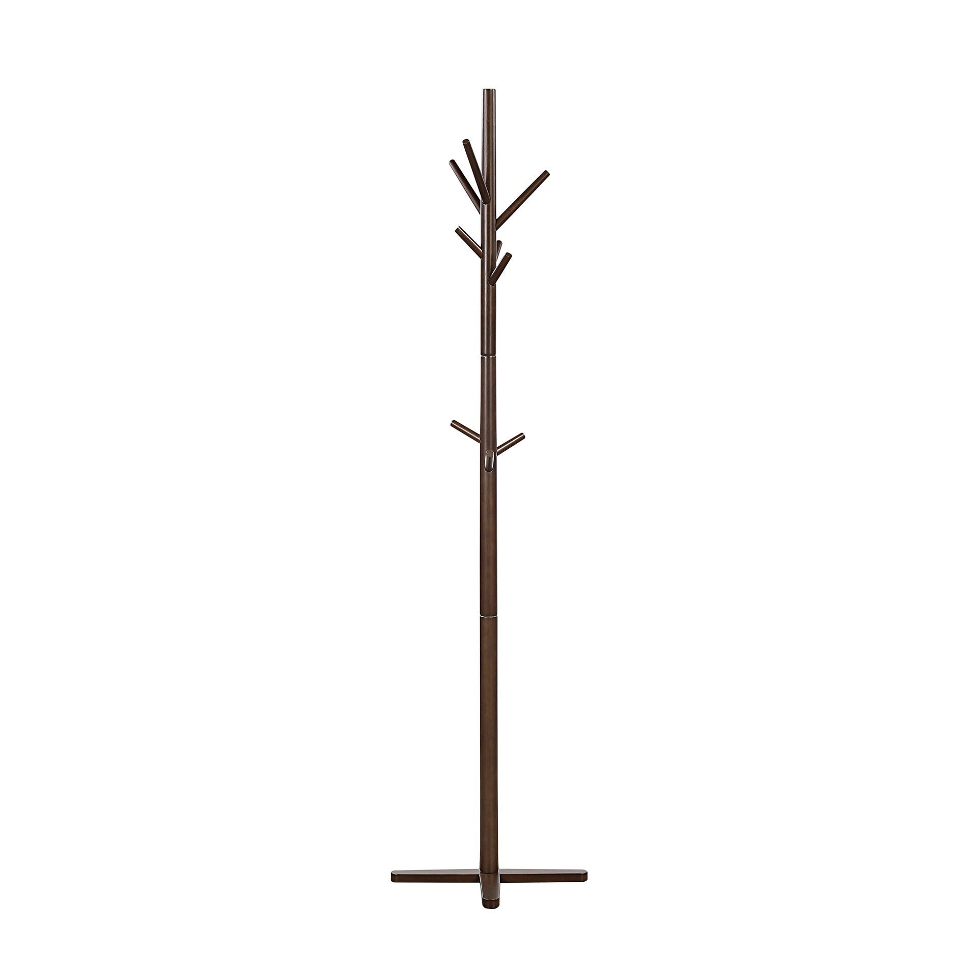 Dark Brown Finish Modern Coat Rack Solid Wood, 9 Hooks Coat Hanger Stand Entryway Home Furniture 1pc
