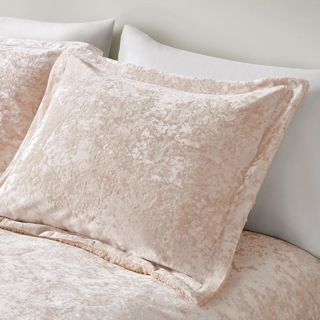 Full/Queen Crushed Velvet Sherpa Reversible Comforter Set
