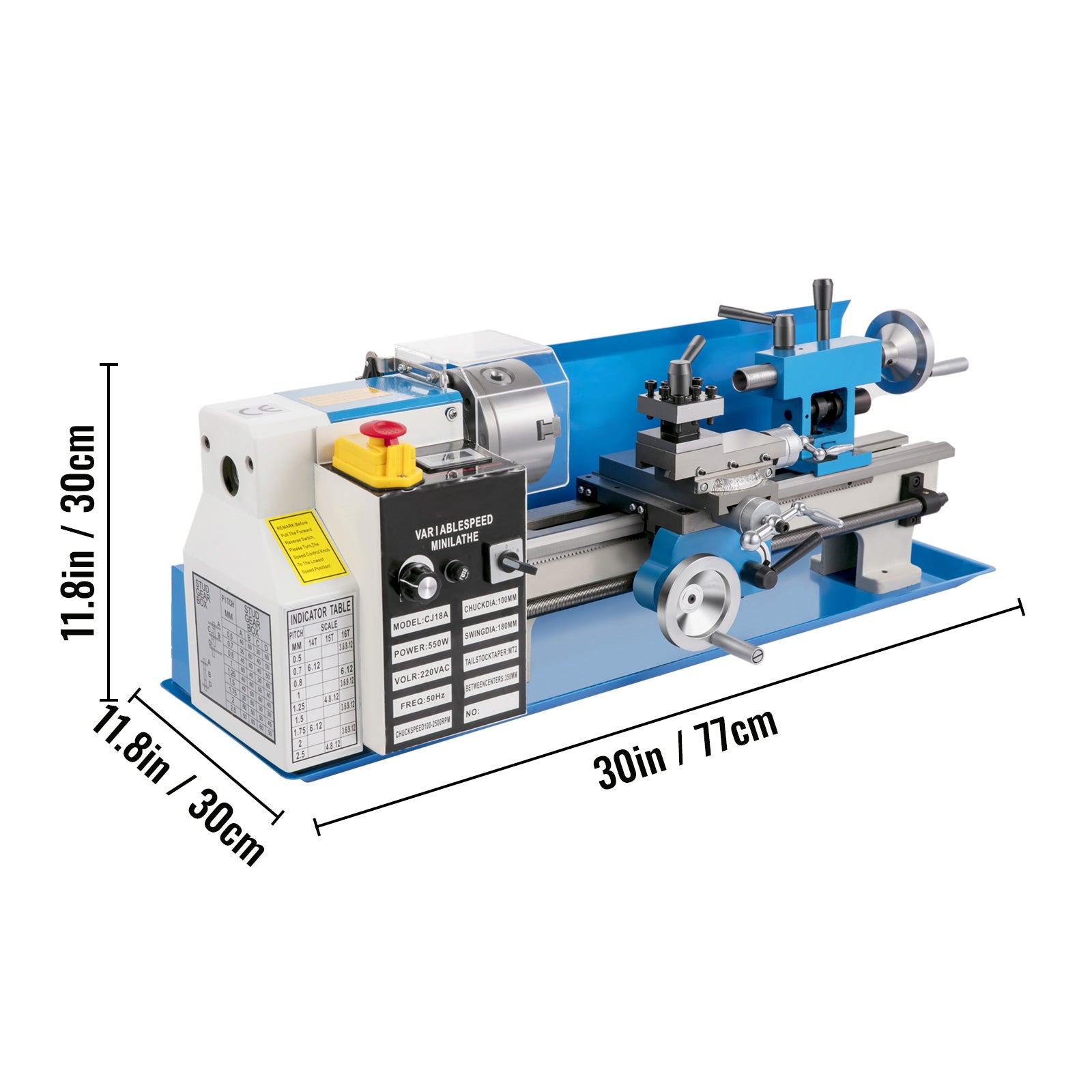 7"X14" Mini Precision Wood Lathe 550W Metal Bench Lathe Turning Machine