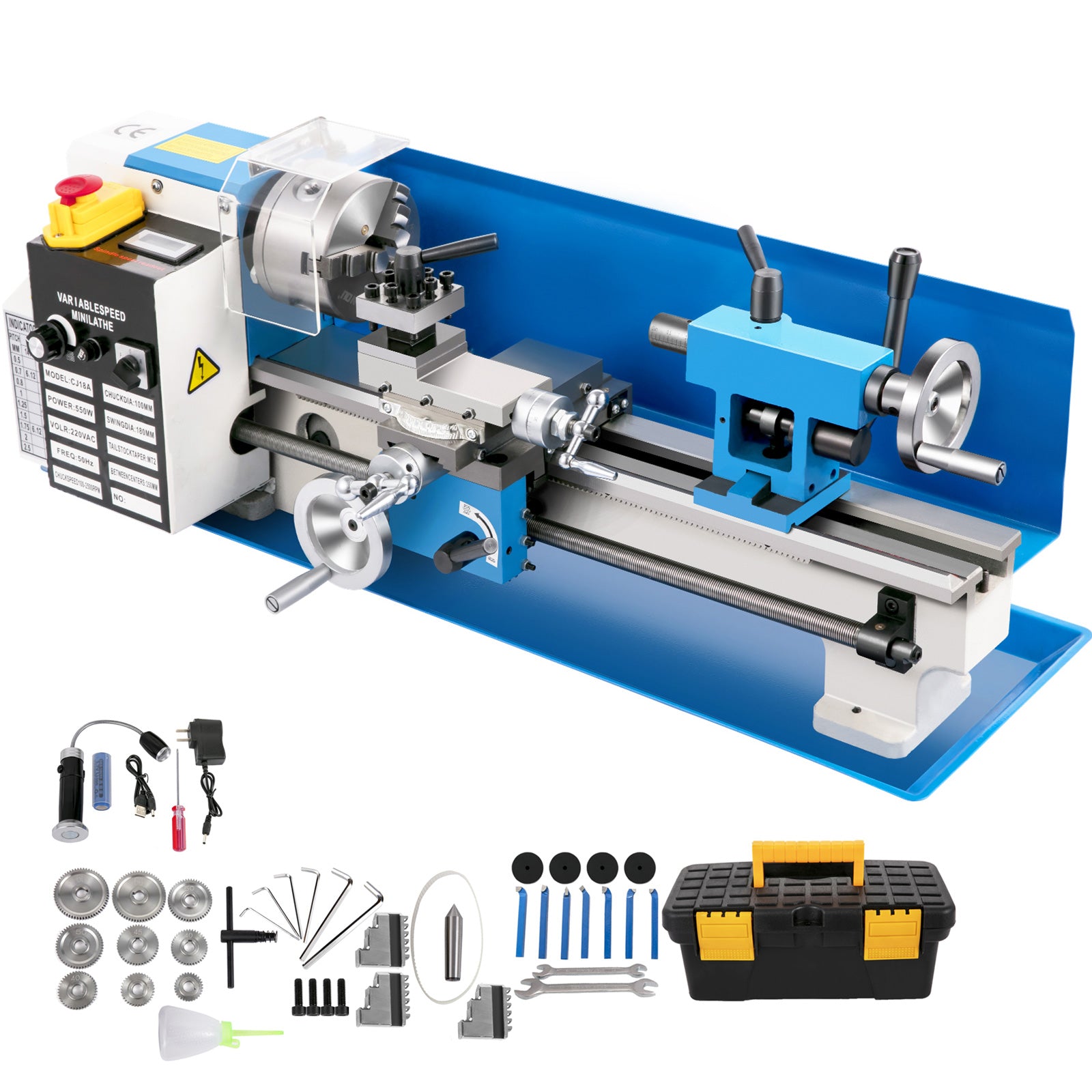 7"X14" Mini Precision Wood Lathe 550W Metal Bench Lathe Turning Machine