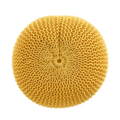 Bordeaux  Knitted Cotton Round Pouf, Yellow