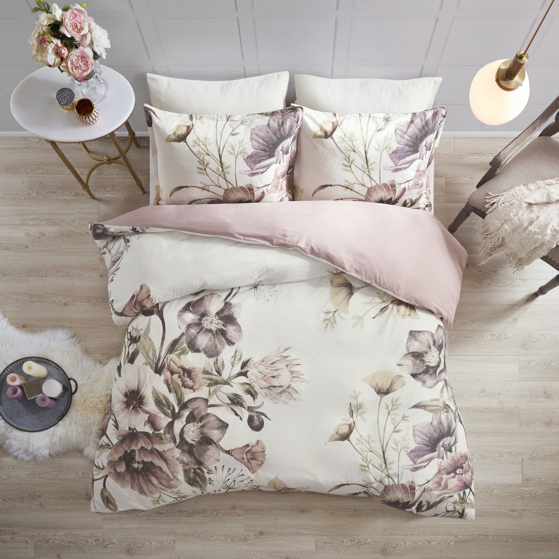 King/Cal King 3 Piece Cotton Printed Duvet Cover Set