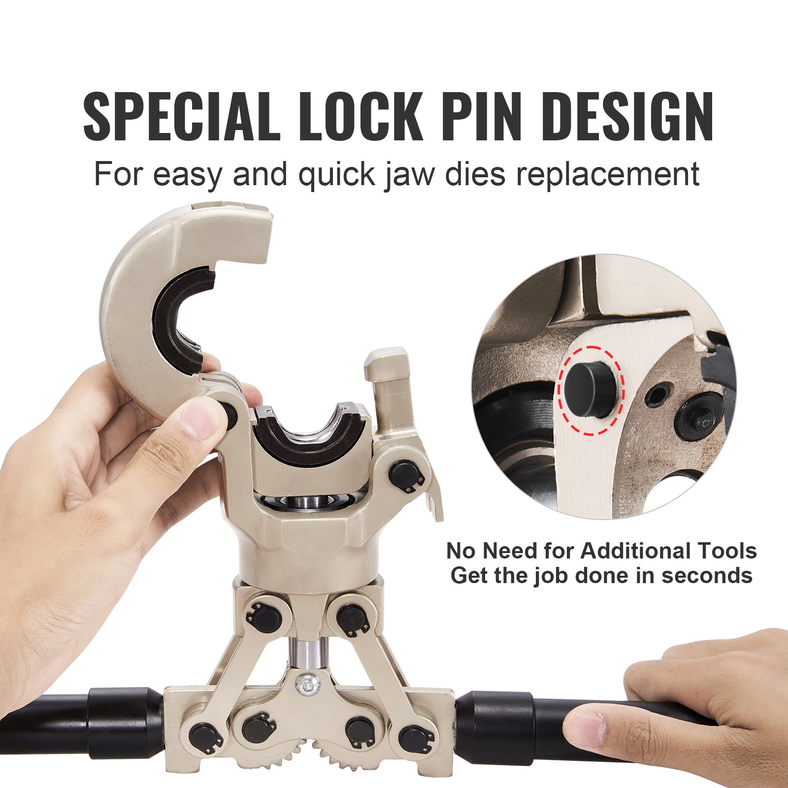 Copper Press Tool Tube Fittings Crimping Kit, Pro Press Crimper with 1/2", 3/4", 1" Quick Change Jaws, 360° Rotatable Crimp Tool & Locking Pin, Extendable Handle, Meet ASTM B88 and B75 Standard