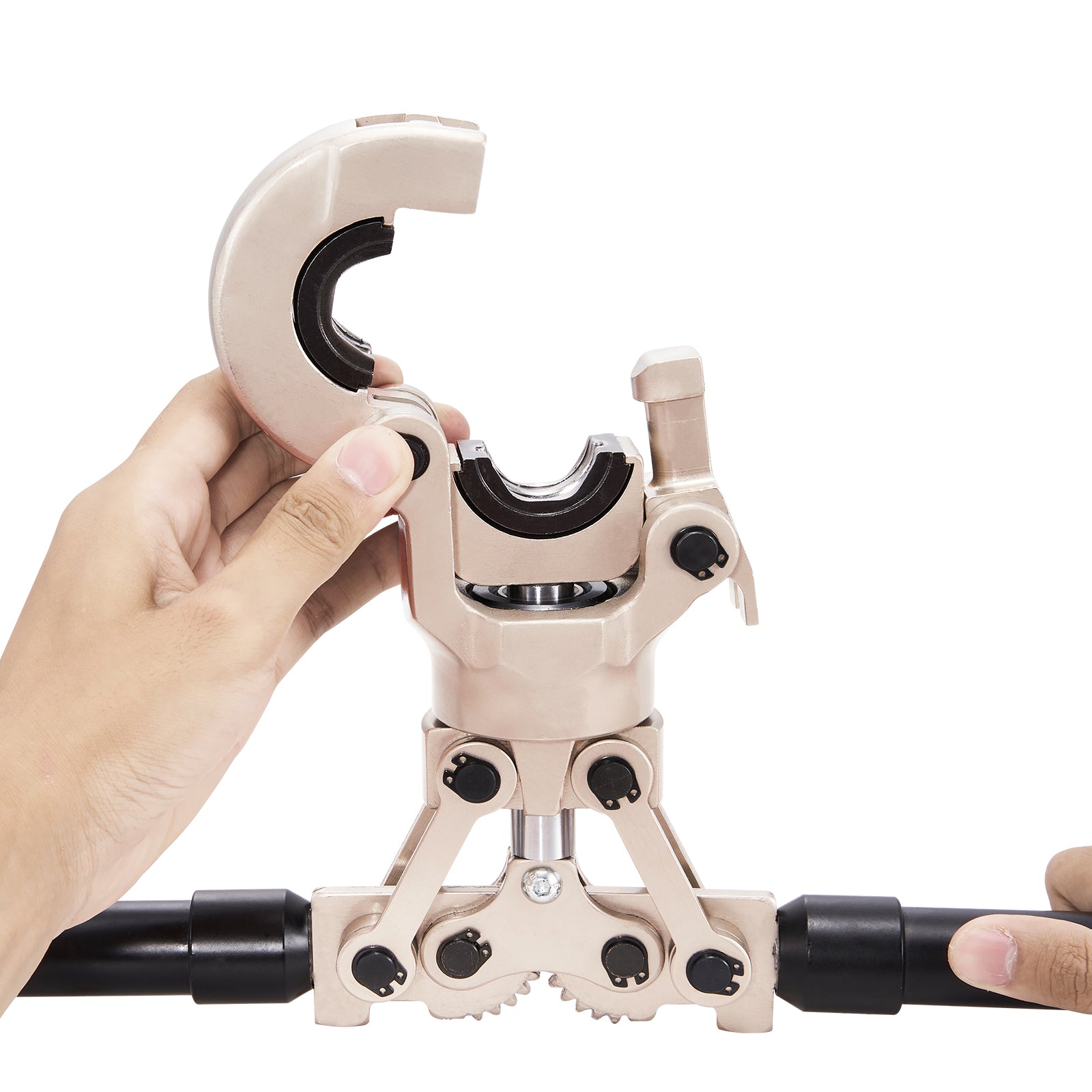 Copper Press Tool Tube Fittings Crimping Kit, Pro Press Crimper with 1/2", 3/4", 1" Quick Change Jaws, 360° Rotatable Crimp Tool & Locking Pin, Extendable Handle, Meet ASTM B88 and B75 Standard