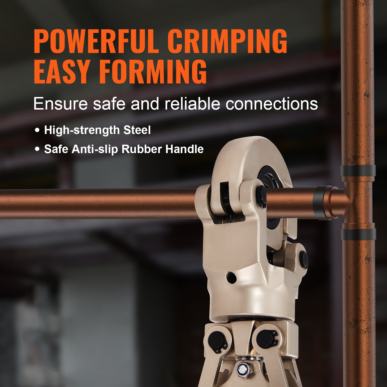 Copper Press Tool Tube Fittings Crimping Kit, Pro Press Crimper with 1/2", 3/4", 1" Quick Change Jaws, 360° Rotatable Crimp Tool & Locking Pin, Extendable Handle, Meet ASTM B88 and B75 Standard