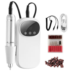 Electric Rechargeable Nail Drill, 35,000RPM Portable Cordless Nail E File Machine, LCD-Display Acrylic Gel Grinder Tool with 6 Bits and 50PCS Sanding Bands for Manicure Pedicure Carve Polish