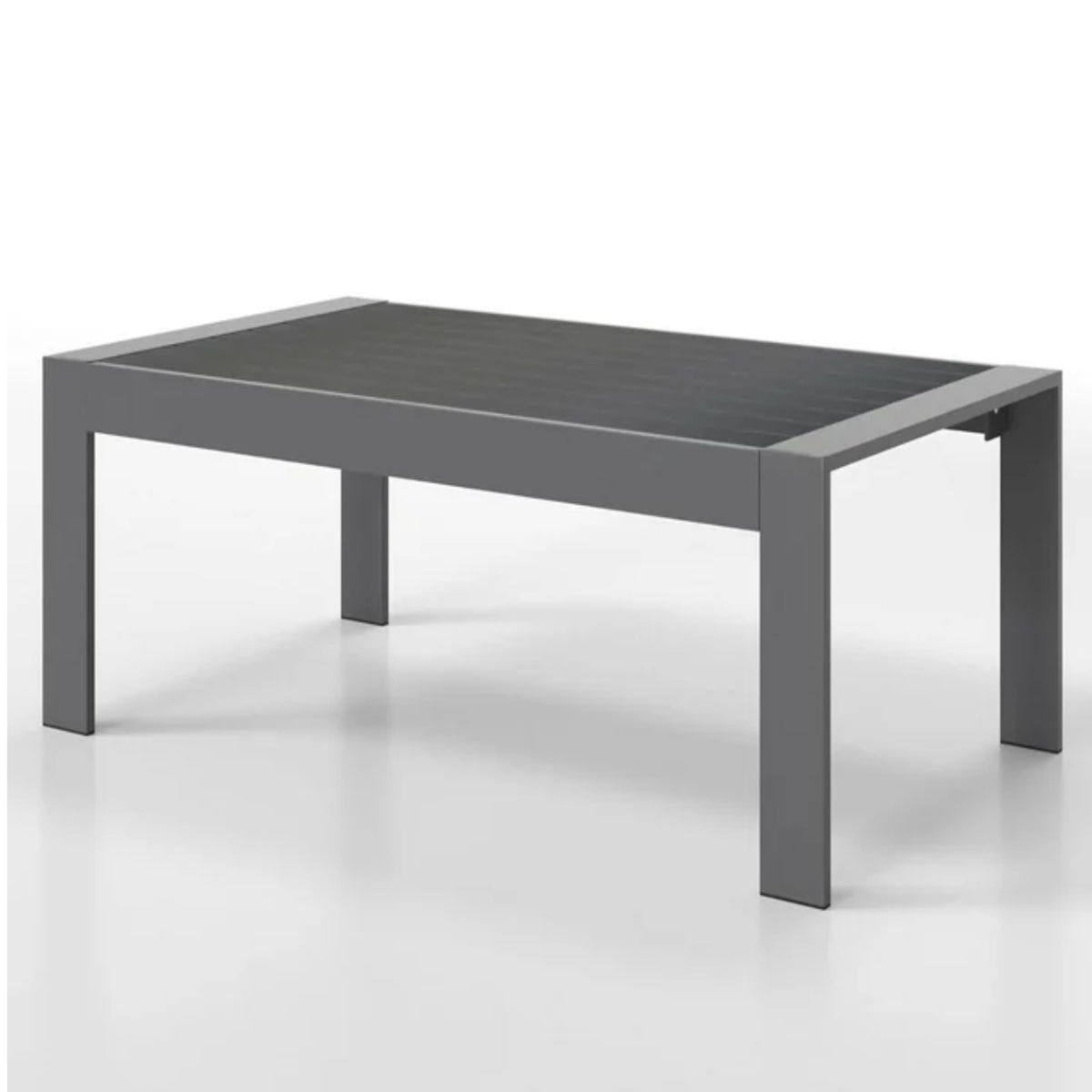 43" All-Weather Aluminum Patio Coffee Table, Modern Gray Rectangle Outdoor Table