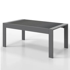 43" All-Weather Aluminum Patio Coffee Table, Modern Gray Rectangle Outdoor Table