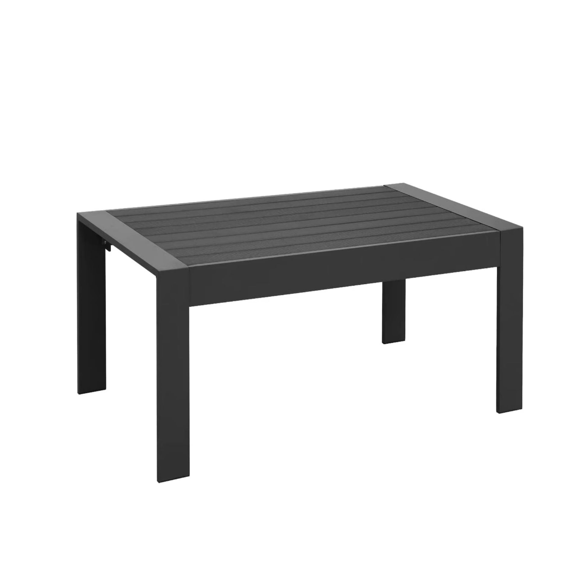 3-Piece Modern Aluminum Patio Conversation Set, 5-Seat Outdoor Sofa with  Thick dark Gray Cushions & Gray Frame and Coffee Table
