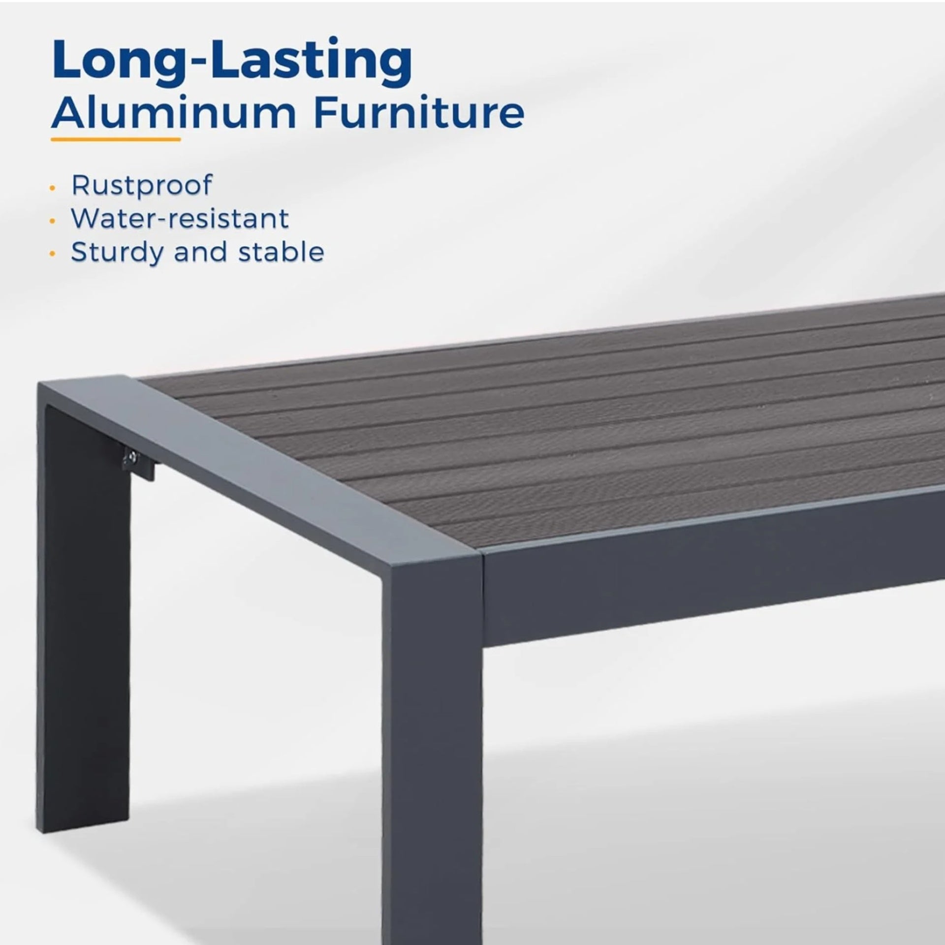 3-Piece Modern Aluminum Patio Conversation Set, 5-Seat Outdoor Sofa with  Thick dark Gray Cushions & Gray Frame and Coffee Table