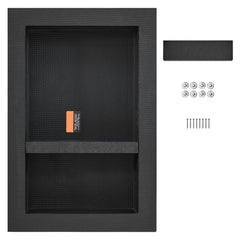 Shower Niche Ready for Tile 16" x 24", Double Shelf Organizer, Square Corners Wall-inserted Niche Recessed, Sealed Protection Modern Soap Storage Niche for Shower Bathroom, Black