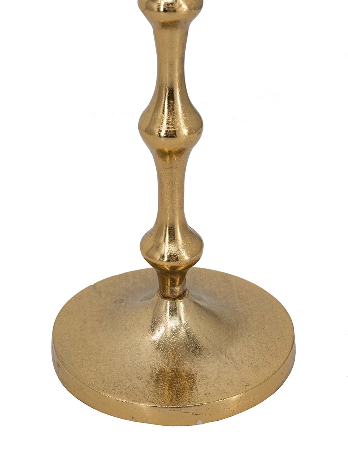 D5.5x23.5" Slender Aluminum Taper Candle Holder with Bead Accents, Bronze