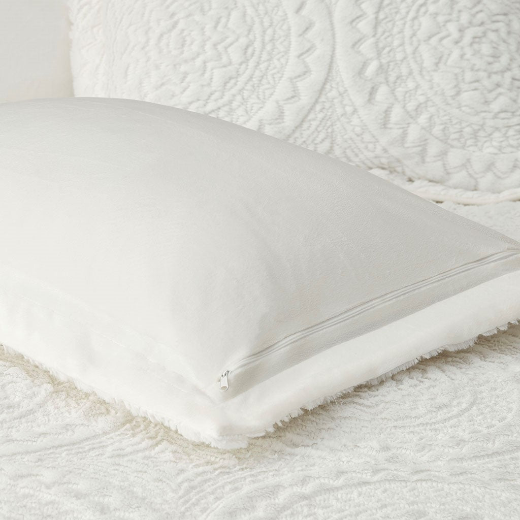Twin Embroidered Medallion Faux Fur Ultra Plush Comforter Mini Set