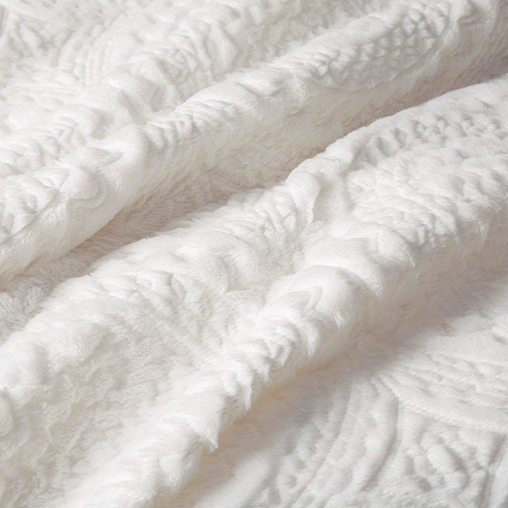 Twin Embroidered Medallion Faux Fur Ultra Plush Comforter Mini Set