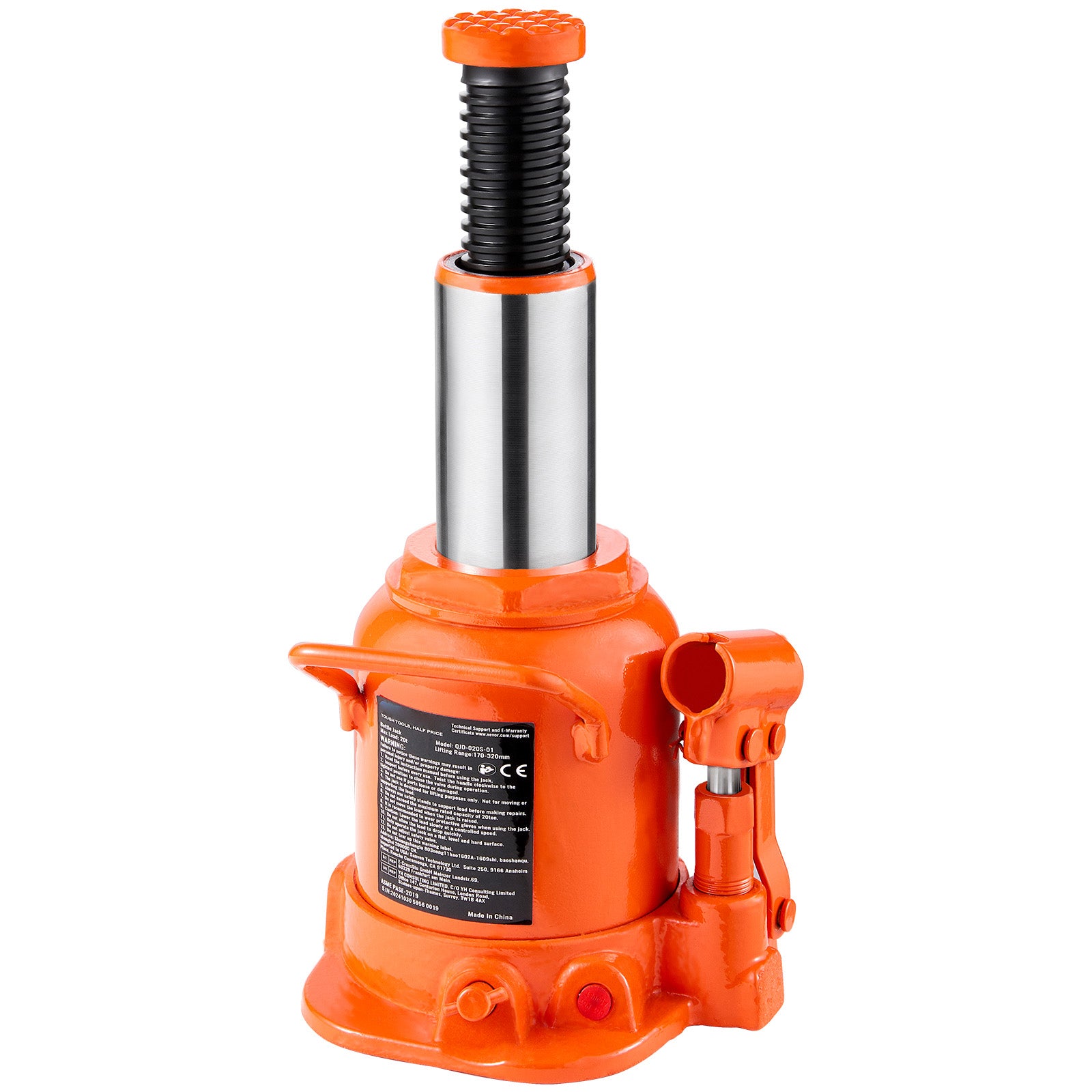 Hydraulic Bottle Jack 20 Ton Manual High Lift Automotive Car Repair Shop