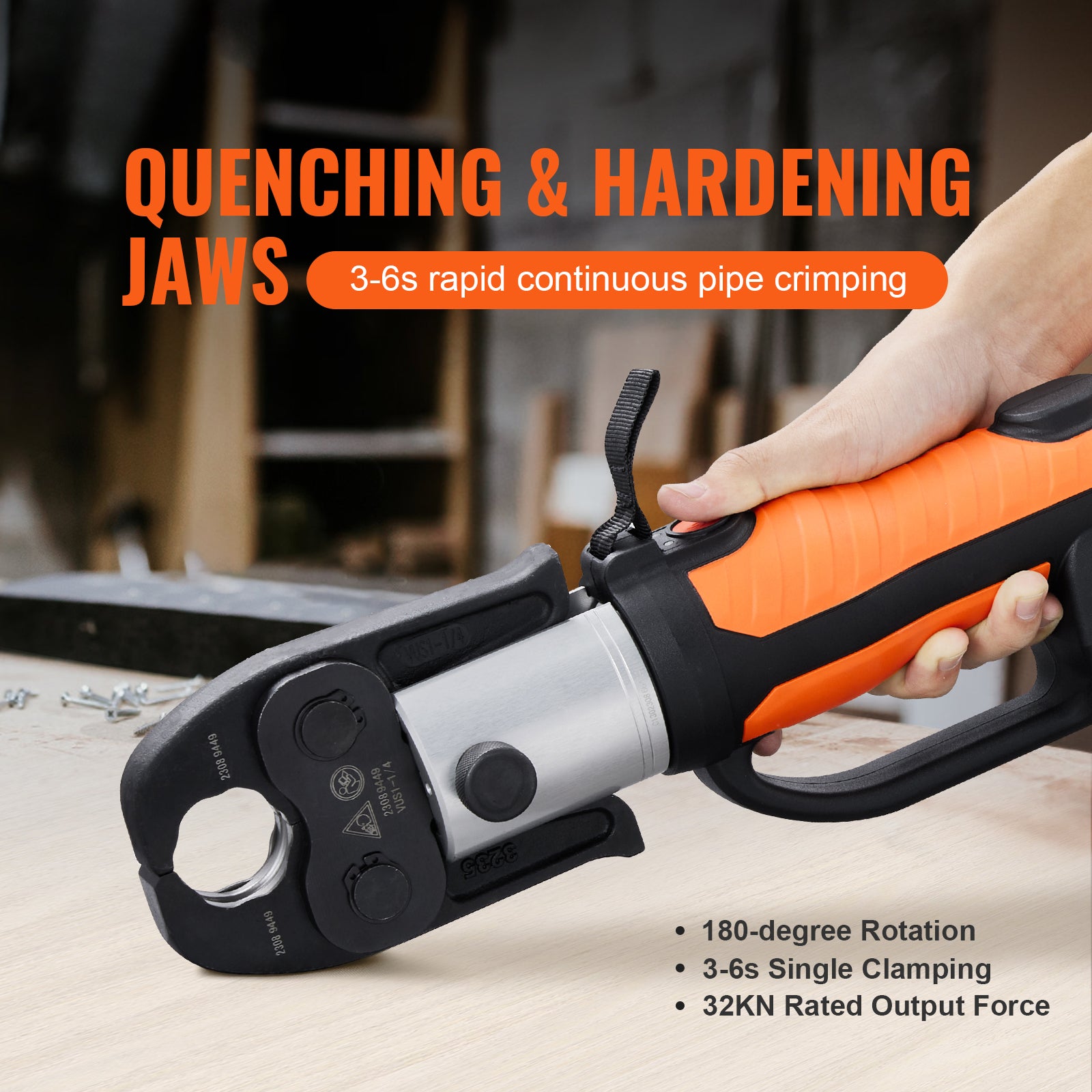 Pro Press Tool, 18V Electric Pipe Crimping Tool for 1/2" to 2" Copper Pipes, Press Tool Kit with 6 Pro Press Jaws, 2pcs 4AH Battery, Fast Charger & Carrying Case