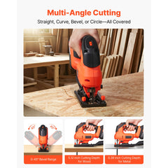 Cordless Jig Saw, 20 V Brushless Motor, 3500 SPM Blade Speed, Cordless Jigsaw with 6 pcs Blades, LED Light, 6 Variable Speed, 0- 45° Bevel Cuts, 4 Orbital Settings, for Wood and Metal Cutting