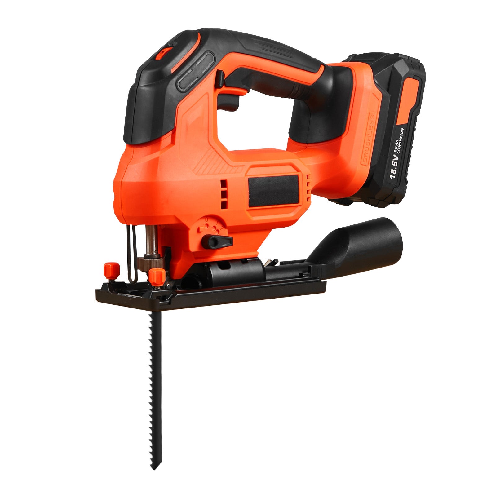 Cordless Jig Saw, 20 V Brushless Motor, 3500 SPM Blade Speed, Cordless Jigsaw with 6 pcs Blades, LED Light, 6 Variable Speed, 0- 45° Bevel Cuts, 4 Orbital Settings, for Wood and Metal Cutting