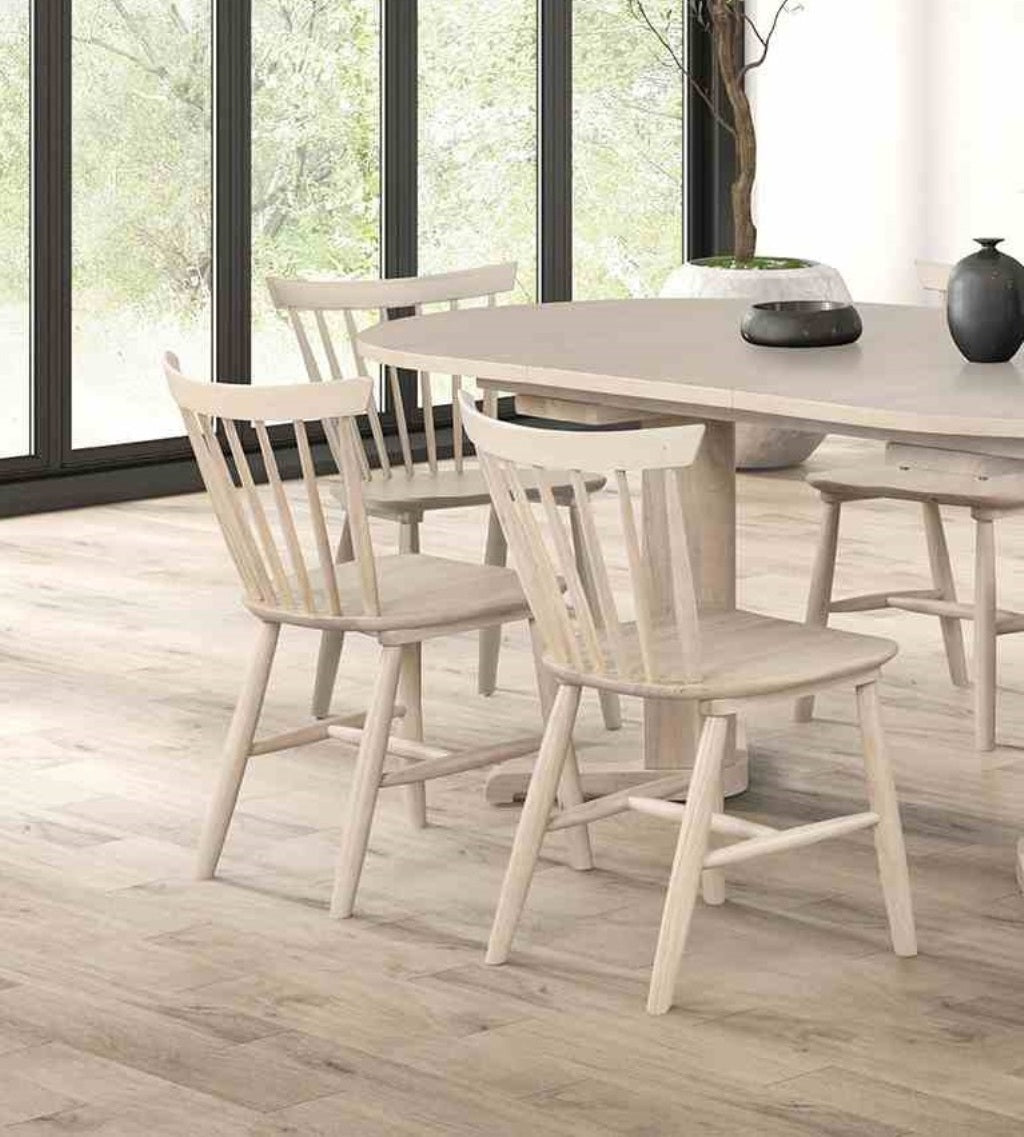 2pc Dining Chair Spindle Back Molded Seat Mid-Century White Oak Dining Furniture