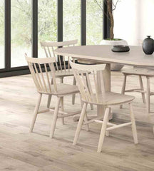 2pc Dining Chair Spindle Back Molded Seat Mid-Century White Oak Dining Furniture