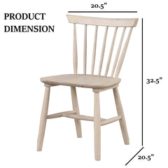 2pc Dining Chair Spindle Back Molded Seat Mid-Century White Oak Dining Furniture