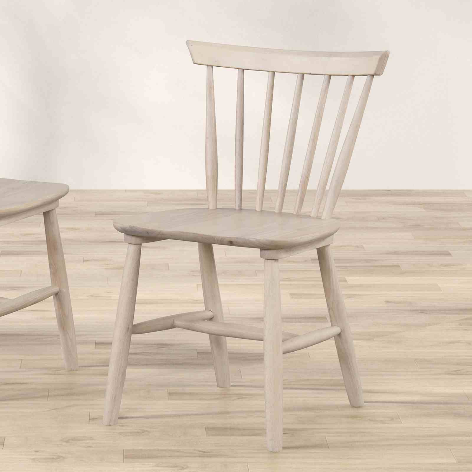 2pc Dining Chair Spindle Back Molded Seat Mid-Century White Oak Dining Furniture