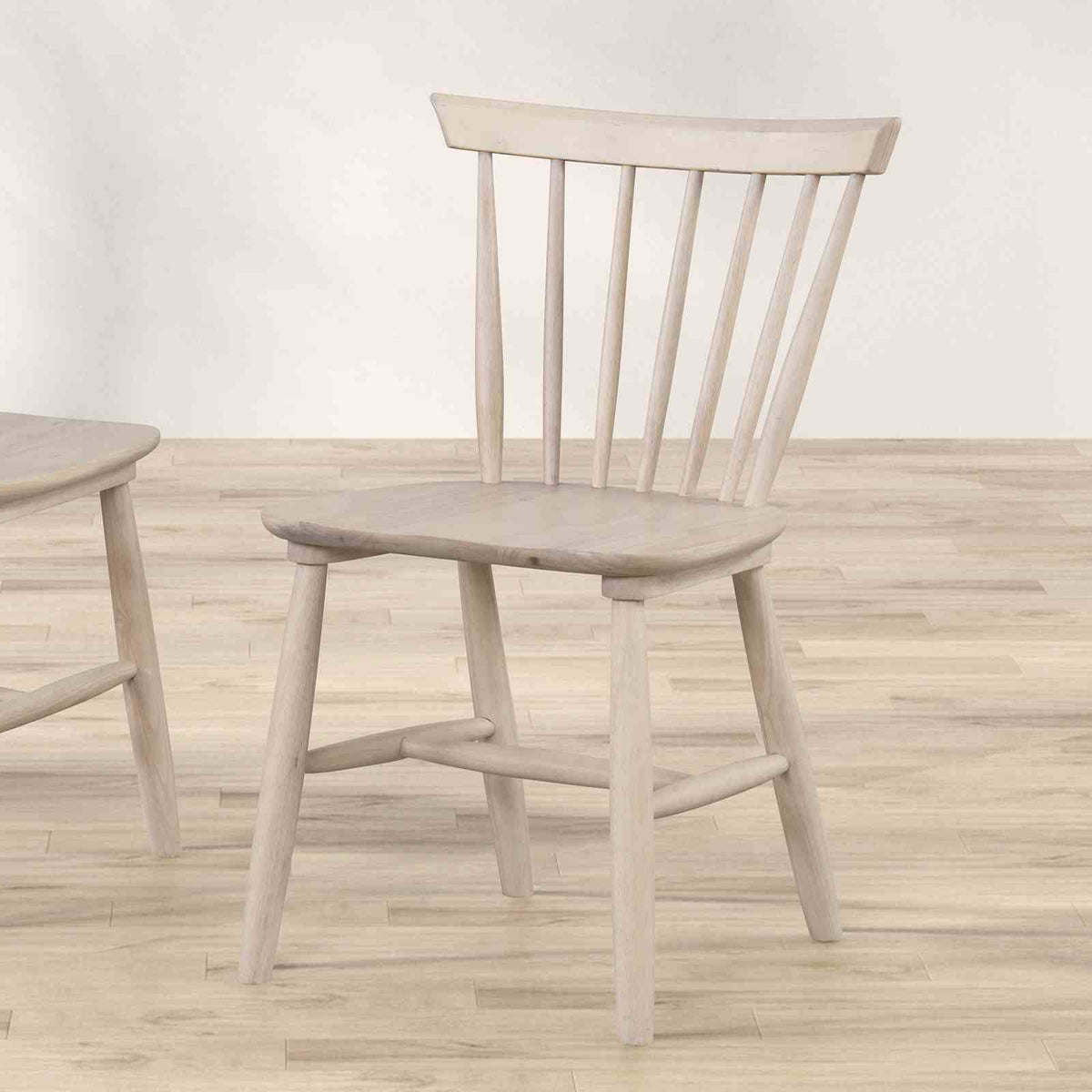 2pc Dining Chair Spindle Back Molded Seat Mid-Century White Oak Dining Furniture