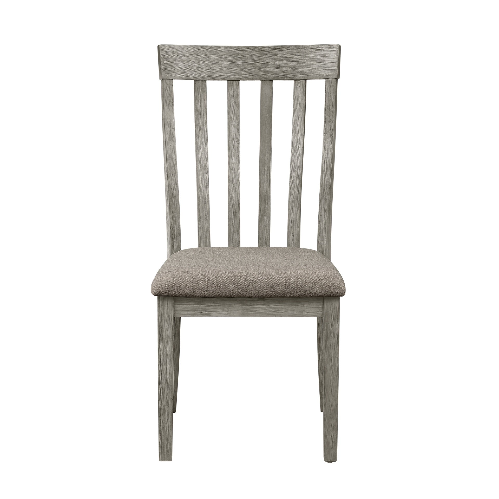 Dining Room Furniture Side Chairs 2pc Set Wire Brushed Light Gray Finish Vertical Slat Back Design Wooden Chairs Set