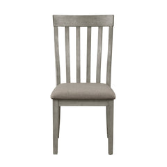 Dining Room Furniture Side Chairs 2pc Set Wire Brushed Light Gray Finish Vertical Slat Back Design Wooden Chairs Set